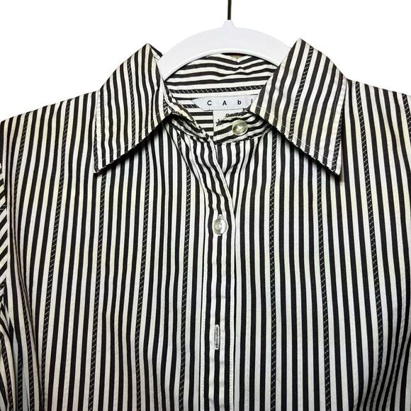 CAbi #636 Gray and White Pinstripe Button
Front Blouse Small - Picture 5 of 9